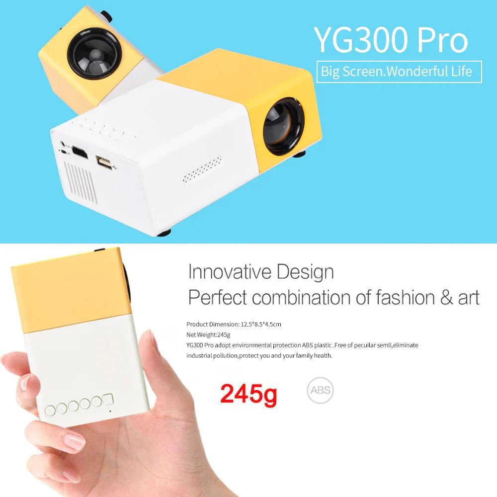 Mini Projector – 1080P Full HD Support, Portable LED Projector, 4K Video Playback, Multiple Connectivity Options - techshot