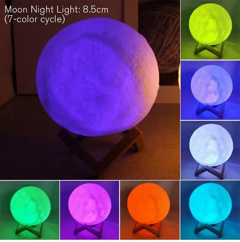 D5 Starry Moon Lamp 8Cm - LED Night Light with Stand, Perfect for Bedroom Decor and Gifts - techshot