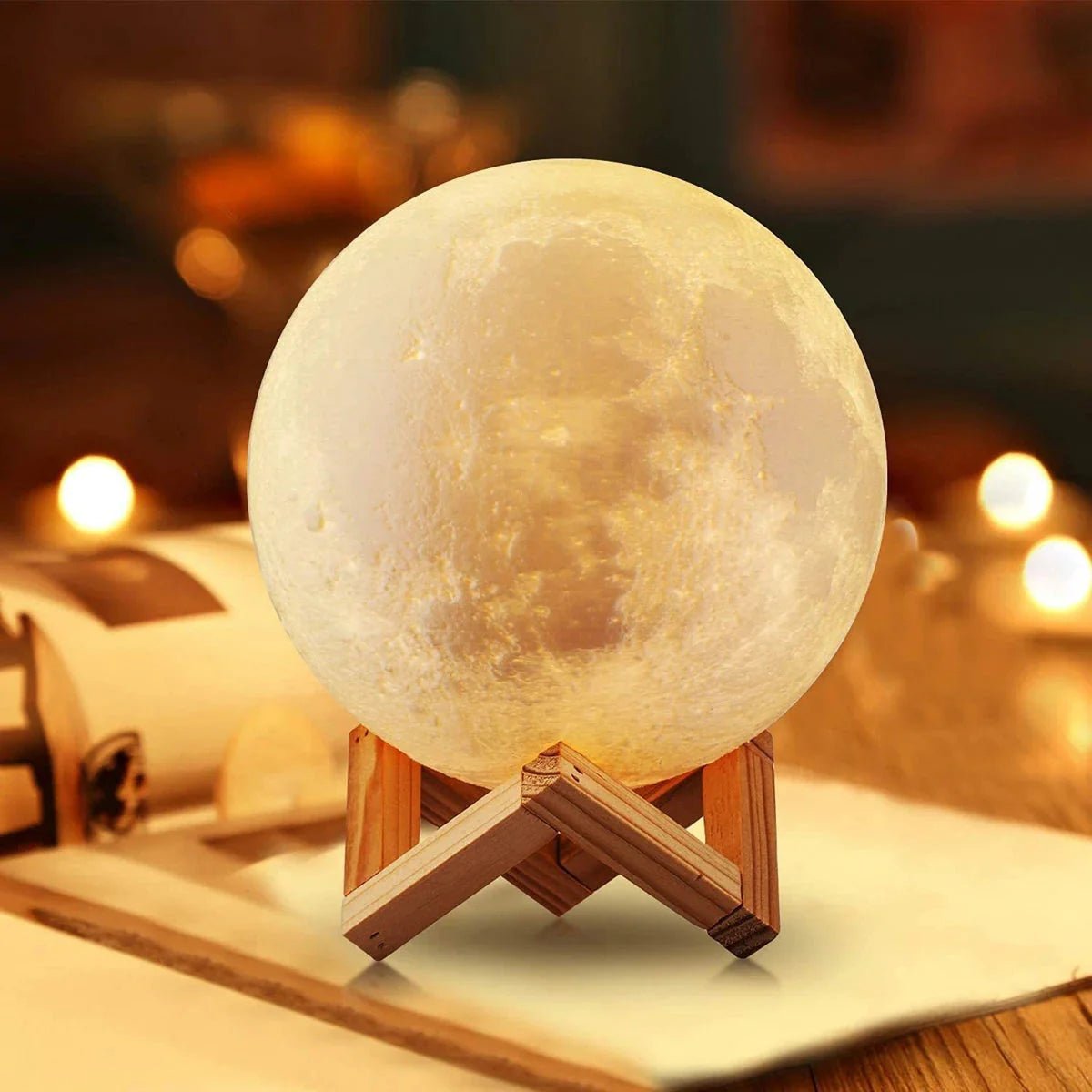 D5 Starry Moon Lamp 8Cm - LED Night Light with Stand, Perfect for Bedroom Decor and Gifts - techshot