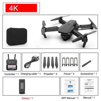 E88 Pro Foldable Quadcopter Drone - WIFI FPV, HD 4K Camera, Altitude Hold - techshot