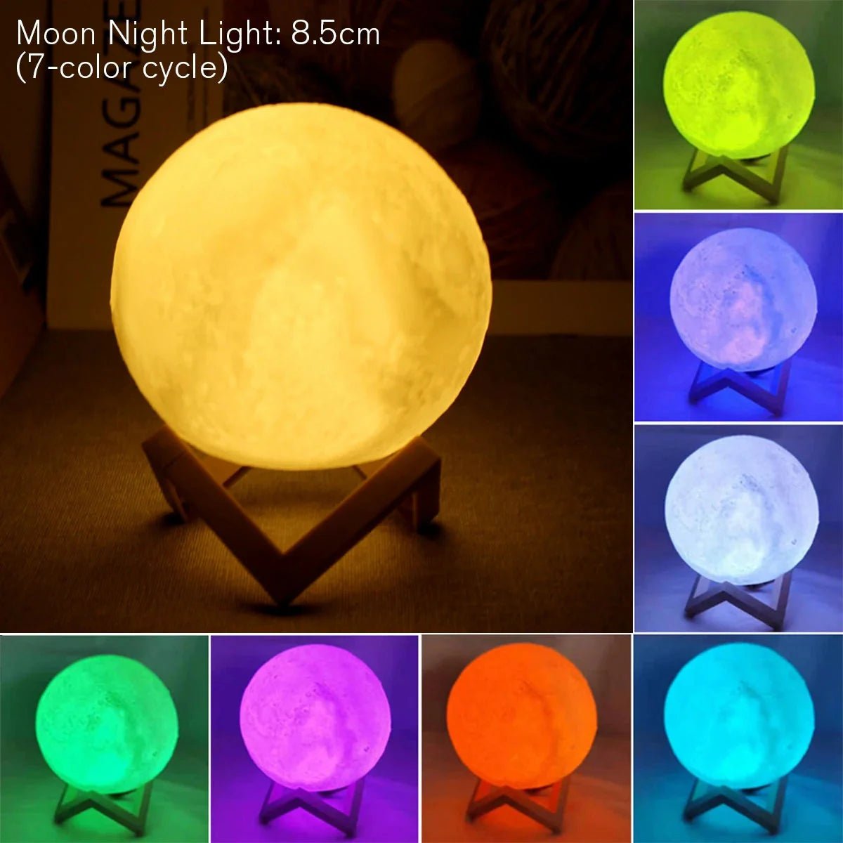 D5 Starry Moon Lamp 8Cm - LED Night Light with Stand, Perfect for Bedroom Decor and Gifts - techshot