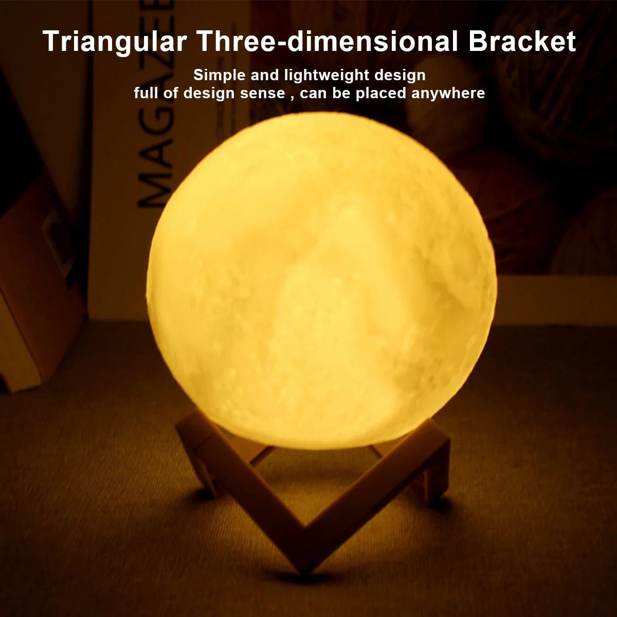 D5 Starry Moon Lamp 8Cm - LED Night Light with Stand, Perfect for Bedroom Decor and Gifts - techshot